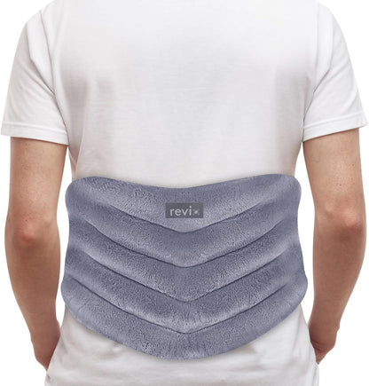 REVIX Microwavable Heating Pad for Back, Extra Large Microwave Heating Wrap for Waist, Stomach, and Shoulders, Moist Heat Therapy for Stress Relief, Adjustable, for Men and Women, Navy