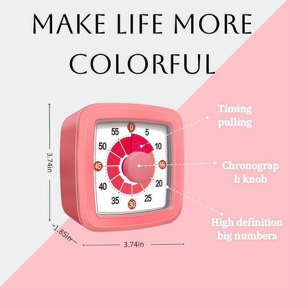 Visual Timer for Kids, 60-Minute Countdown Timer for Classroom Office Kitchen, Pomodoro Timer with Silent Operation，Time Management Tools with Colorful Pattern(White)