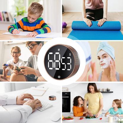 BlueSnail Kitchen Timer with LED Digital Display Smart Efficana for Home Classroom Gym Office, Volume and Brightness Adjustable Productivity Timer (Guncolor)