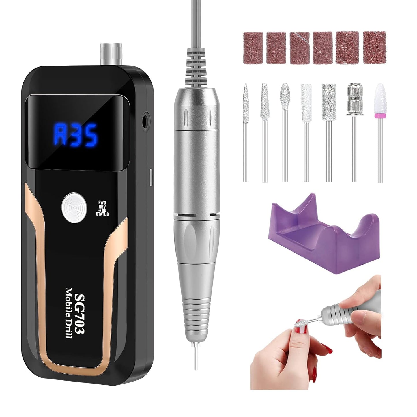 MOCOWIND Portable Nail Drill Professional 35000 RPM, Electric Nail E File