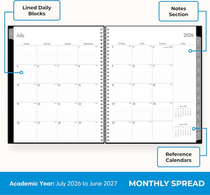 Blue Sky 2026-2027 Weekly and Monthly Academic Year Planner Calendar, July 2026 - June 2027, 8.5" x 11", Flexible Cover, Wirebound, Laminated Tabs, Enterprise
