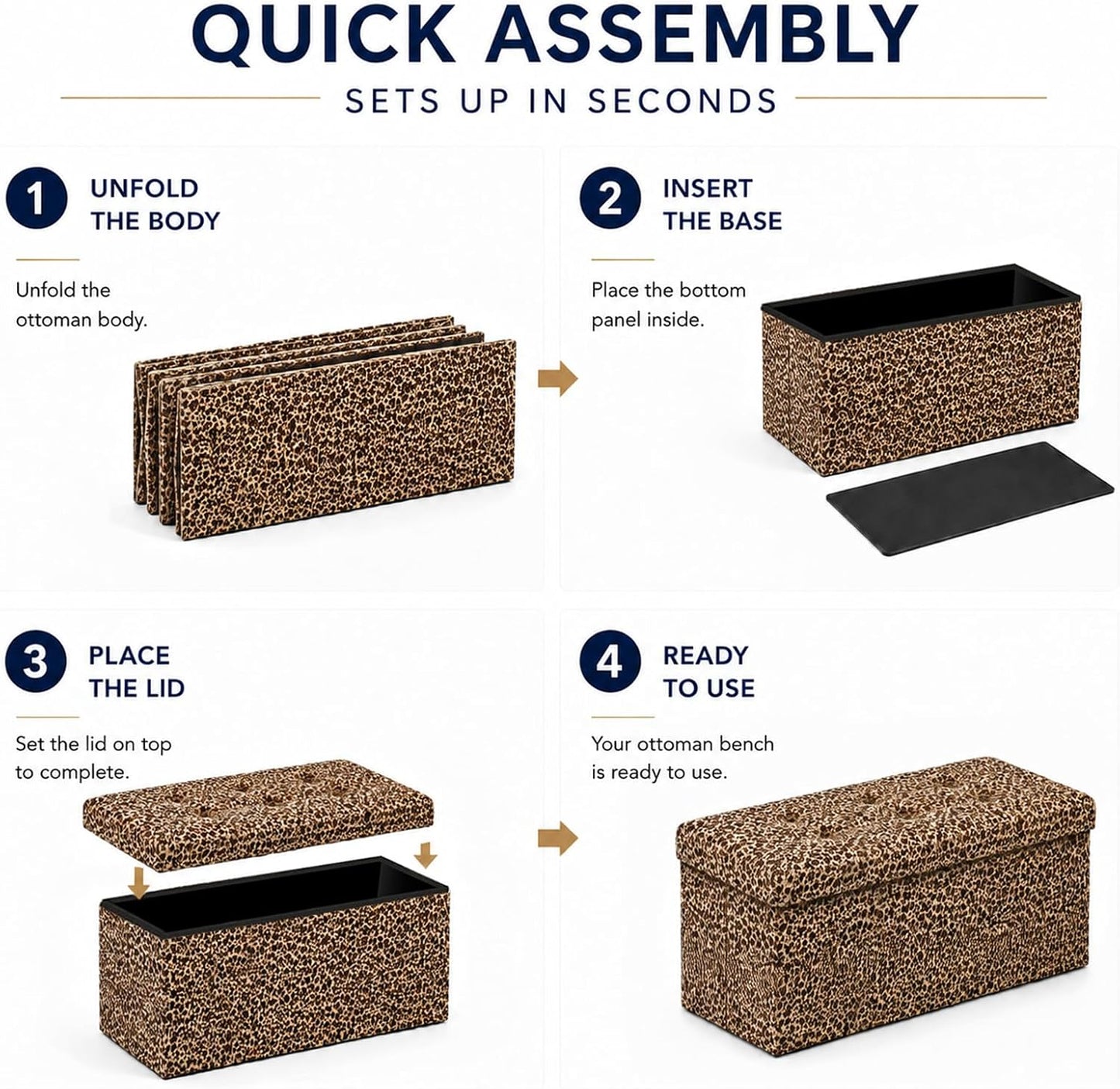 ALASDO Storage Ottoman Footrest Stool Small Ottoman with Storage Foldable Ottomans Foot Rest Footstool Bench for Living Room 17x13x13inches Grey