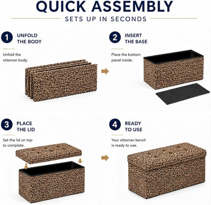ALASDO Storage Ottoman Footrest Stool Small Ottoman with Storage Foldable Ottomans Foot Rest Footstool Bench for Living Room 17x13x13inches Grey