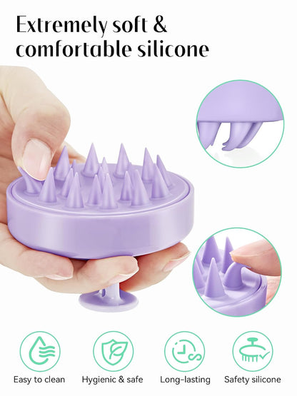 HEETA Scalp Massager Hair Growth, Soft Silicone Scalp Scrubber Shampoo Brush for Exfoliation, Dandruff Removal Head Massage Stress Relax, Wet & Dry Use for Thick Thin Curly Hair Care, Black