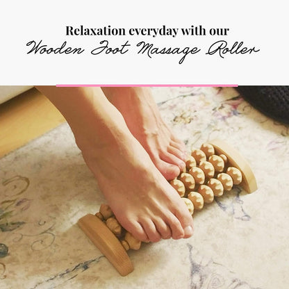 tuuli Wooden Foot Massager, Grooved Muscle Roller, Helps Ease Muscle Tension and Improve Blood Circulation, Natural Wood Therapy Massage Tools for Feet (M)