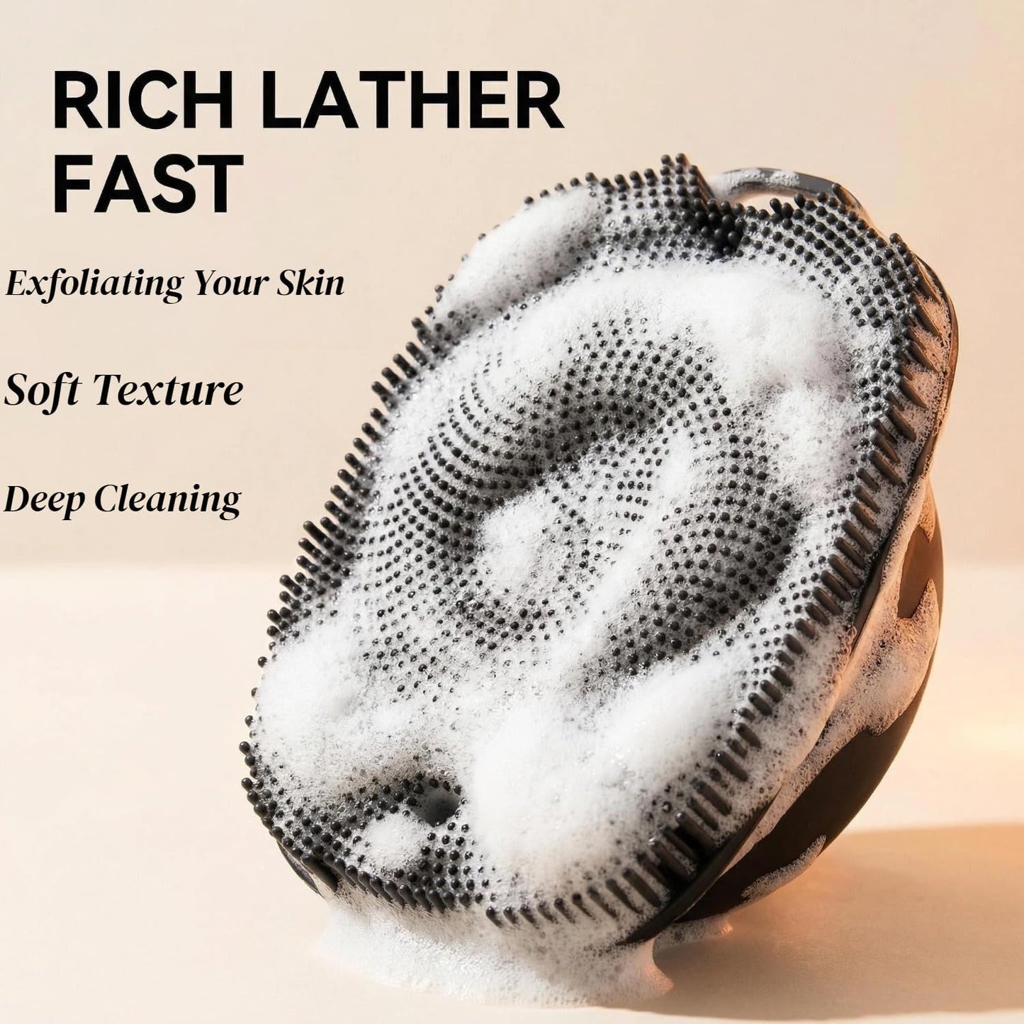 Soft Silicone Body Scrubber, Face Scrubber Silicone, Gentle Texture Exfoliating Body Scrubber for Men and Women On Sensitive Skin, Back Large Suction Cup for Easy Dry and Store (Blue)