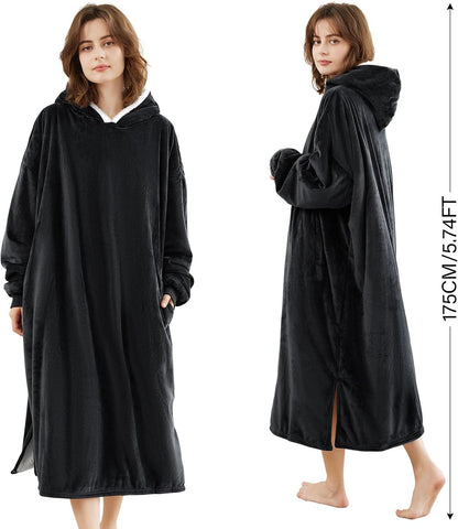 LetsFunny Blanket Hoodie,Oversized Wearable Sherpa Fleece Blanket Sweatshirt,Super Soft Warm Cozy with Giant Pocket,Gifts for Women Men Adults Teenagers, One Size Fits All