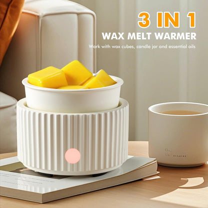 EQUSUPRO Wax Melt Warmer for Scented Wax Melts 3-in-1 Electric Ceramic Candle Wax Warmer Burner Fragrance Wax Melter for Home Office Bedroom Gift & Decor (Leaf)