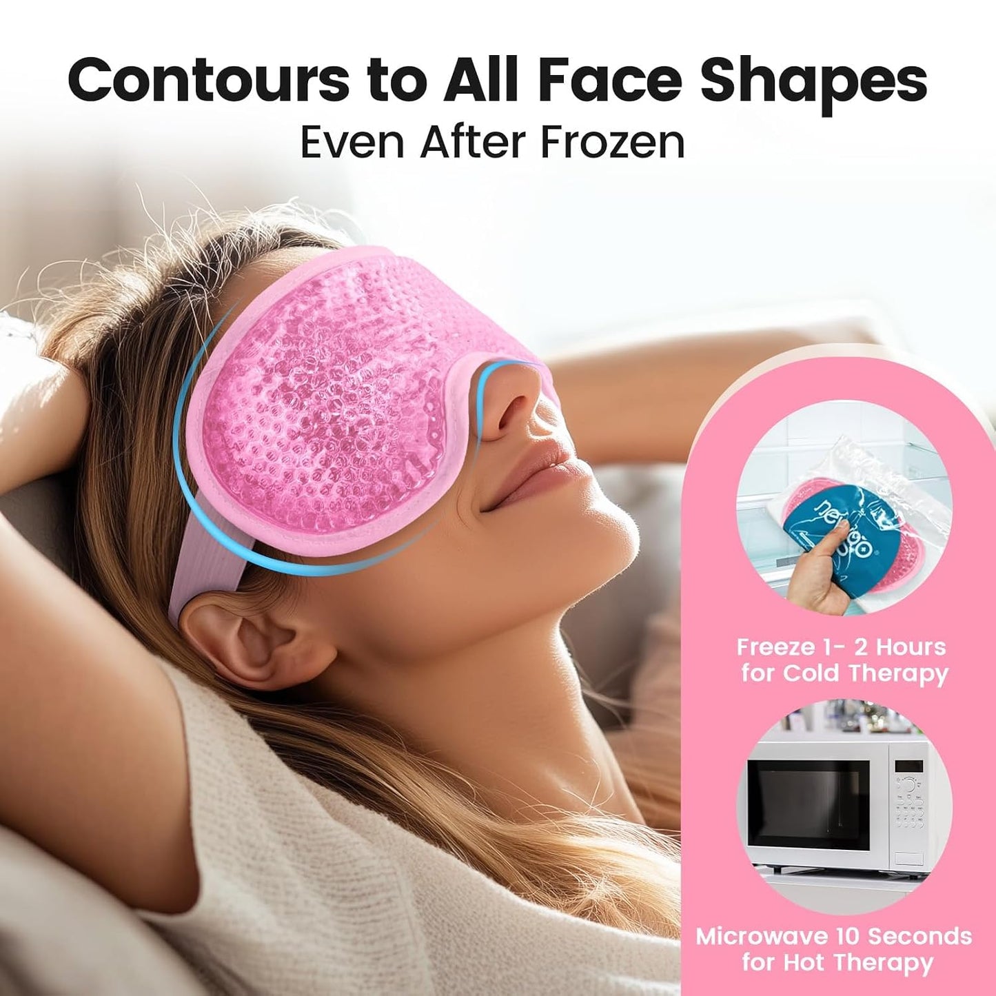NEWGO Cooling Eye Mask for Puffy Eyes, Cold Eye Mask Eye Ice Pack for After Eyes Surgery, Tension Stress Relief, Itchy Eyes, Headaches, Dark Circles - Blue