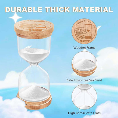 1 Minute Sand Timer, Wooden Sand Hourglass, Small Blue Hourglass, Sandglass Clock 1 Min for Classroom,Game,Decorative (Black)