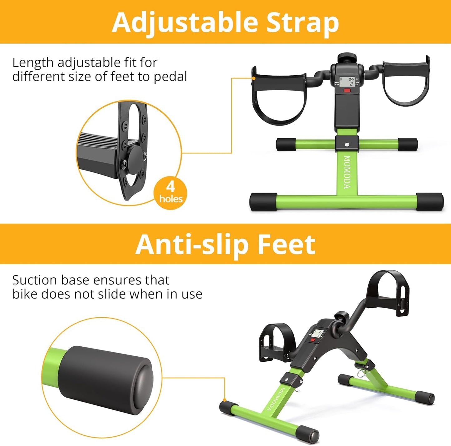 Pedal Exerciser Desk Exercise Bike Leg and Arm Bike with LCD Monitor Foldable (black/green)