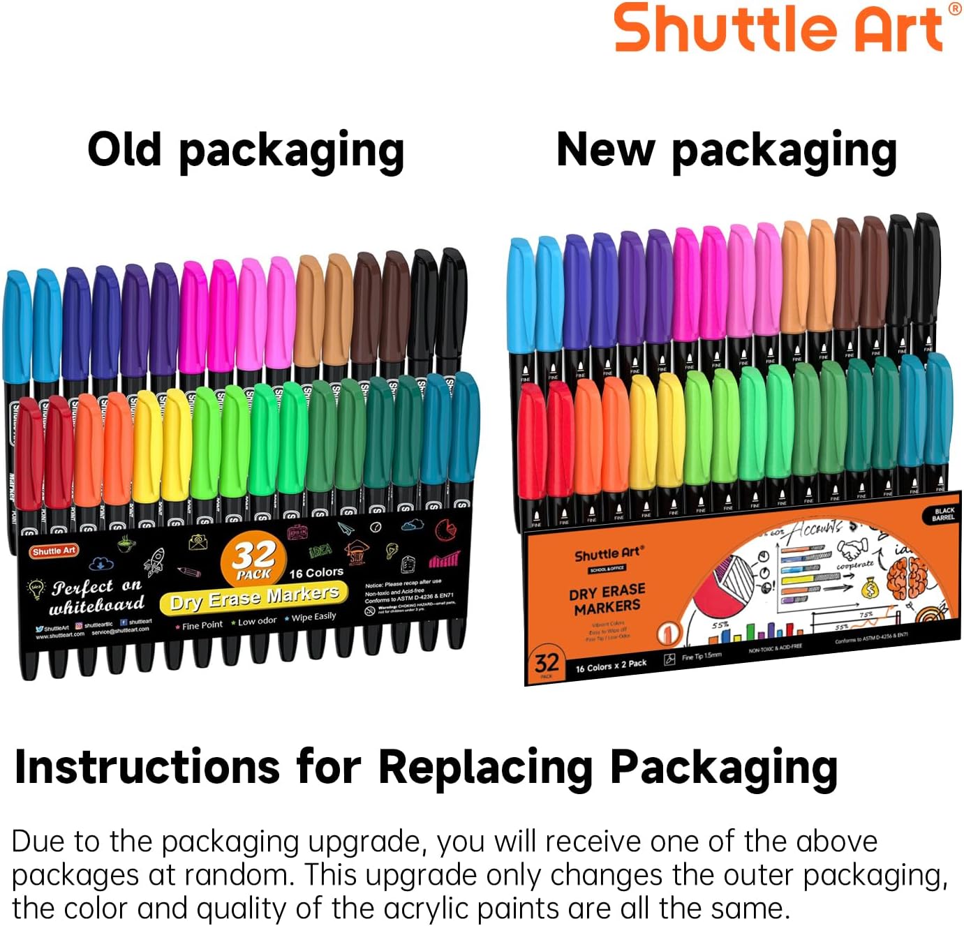 Shuttle Art Magnetic Whiteboard Markers, 20 Pieces Fine Tip and Eraser, Dry Erase Whiteboard Markers, for Writing on Whiteboards, Weekly Planner, Glass for School Office Home