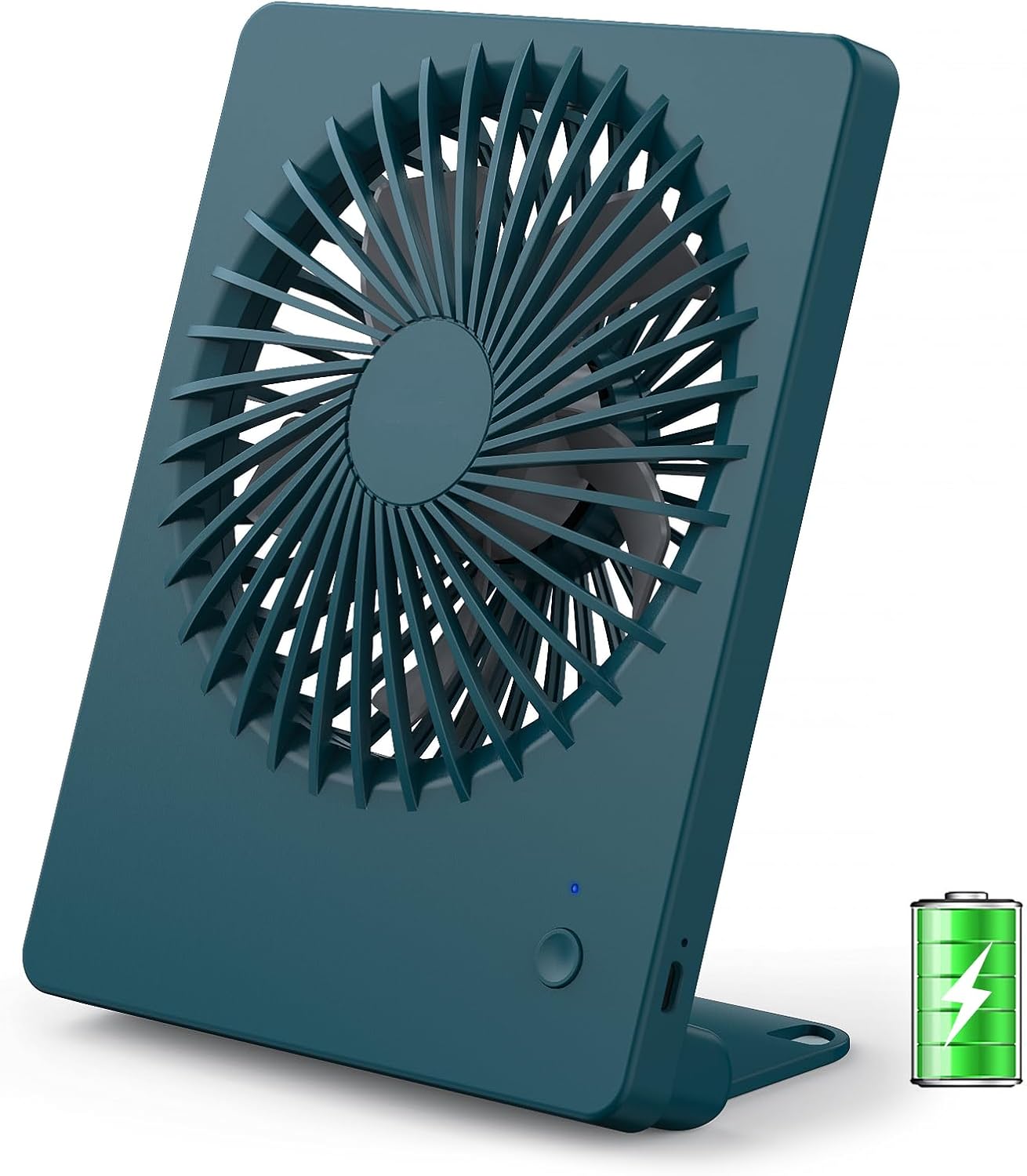 Zuvas Desk Fan Battery Operated Fan Rechargeable 180°Tilt Folding Personal Fan Ultra Quiet Small Portable 3 Speed Adjustable Strong Wind Fan For Office Bedroom Home Desktop Camping (White)
