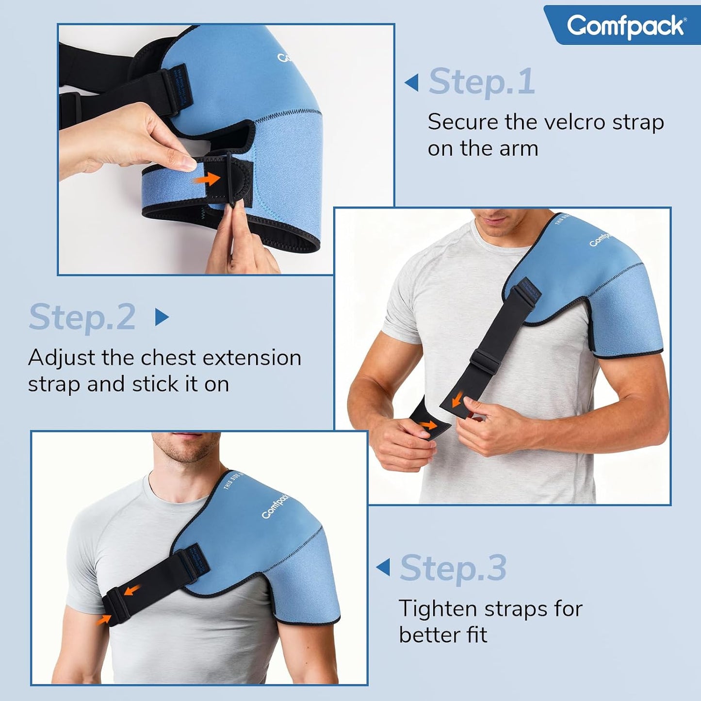 Comfpack Shoulder Ice Pack Wrap, Shoulder Brace Compression Sleeve for Rotator Cuff and Arm, Cold Therapy Wrap for Injuries, Bursitis, Tendinitis, Surgery Recovery, Easy to Put On & Take Off