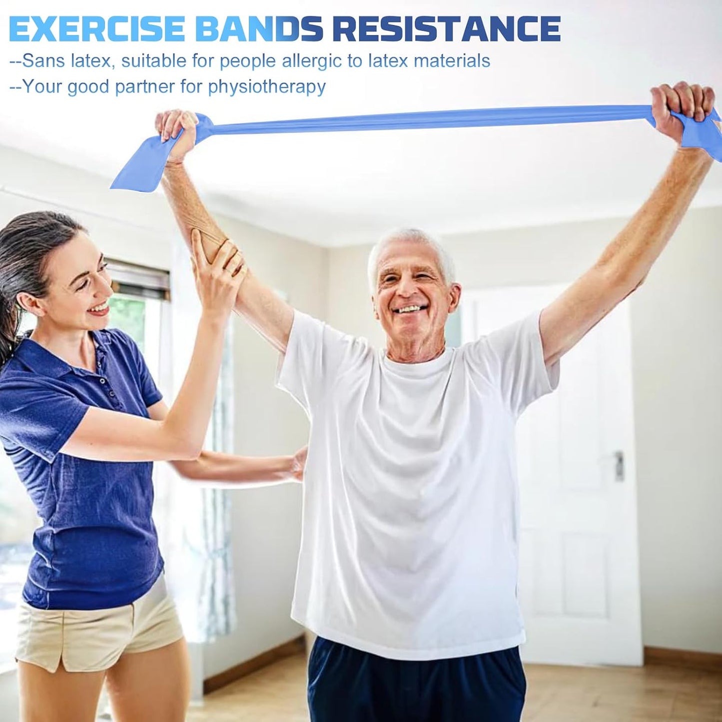 5 Pcs Resistance Bands, Professional Exercise Bands Elastic Stretch Bands for Fitness Yoga Pilates Stretching Strength Training, Workout Bands for Women and Men Home Gym