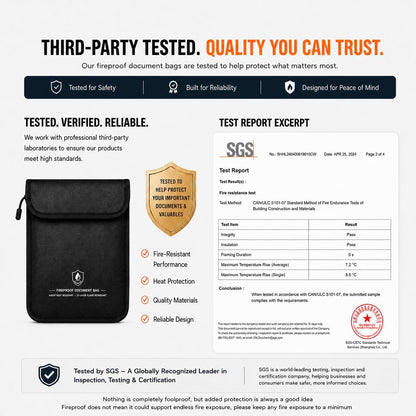Fireproof Document Bag Set, 6400°F, 15.4x11.2'', 8.7x5.9''
