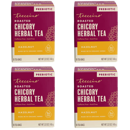 Teeccino Holiday Herbal Tea Sampler Assortment - Candy Cane, Gingerbread, Snickerdoodle - Caffeine-Free Holiday Dessert Teas with Prebiotic Chicory, 12 Tea Bags