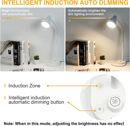 BOHON LED Desk Lamp with USB Charging Port 3 Color Modes Dimmable, Black