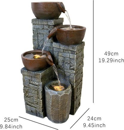 4-Tiered Outdoor Tabletop Water Fountain 17.9”