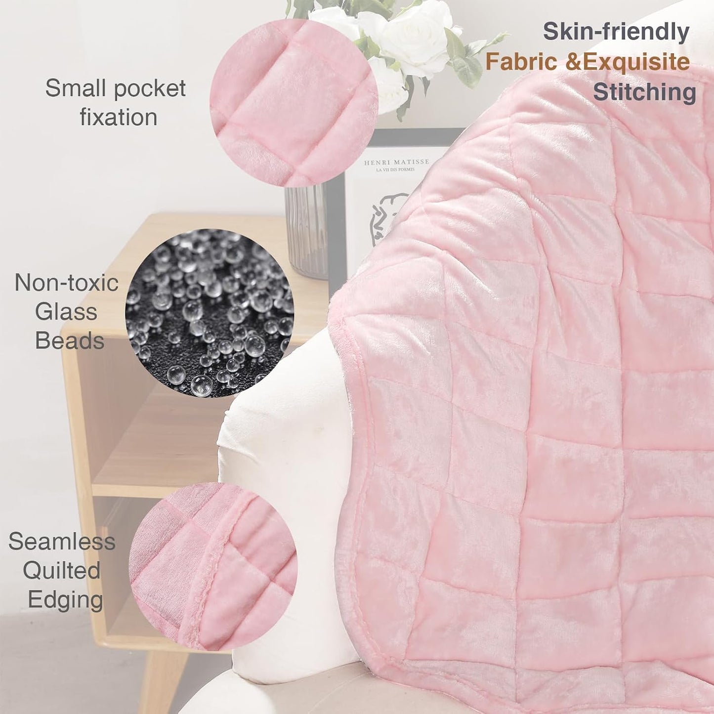 Alomidds Weighted Lap Blanket 7lbs, Cozy Breathable Flannel Weighted Lap Pad for Adults, Small Weighted Blanket for Travel, Couch, Green, 29" x 24"