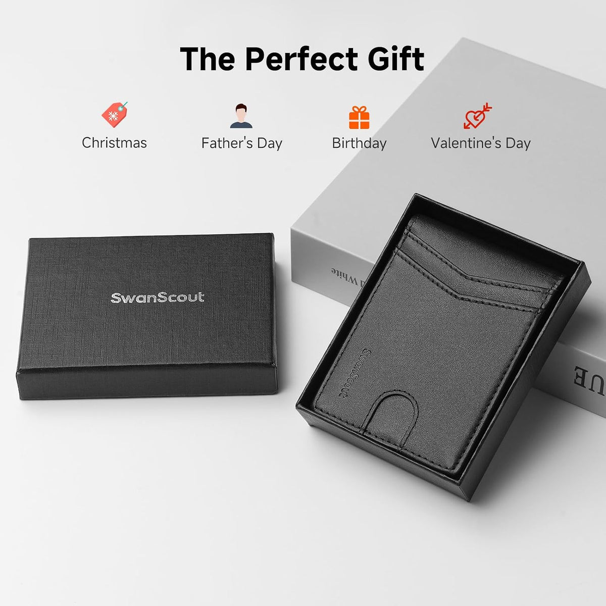 SwanScout Wallet for Samsung Galaxy SmartTag2, Money Clip Version, RFID Blocking Genuine Leather Bifold Wallet With Gift Box (Not Include Tracker)