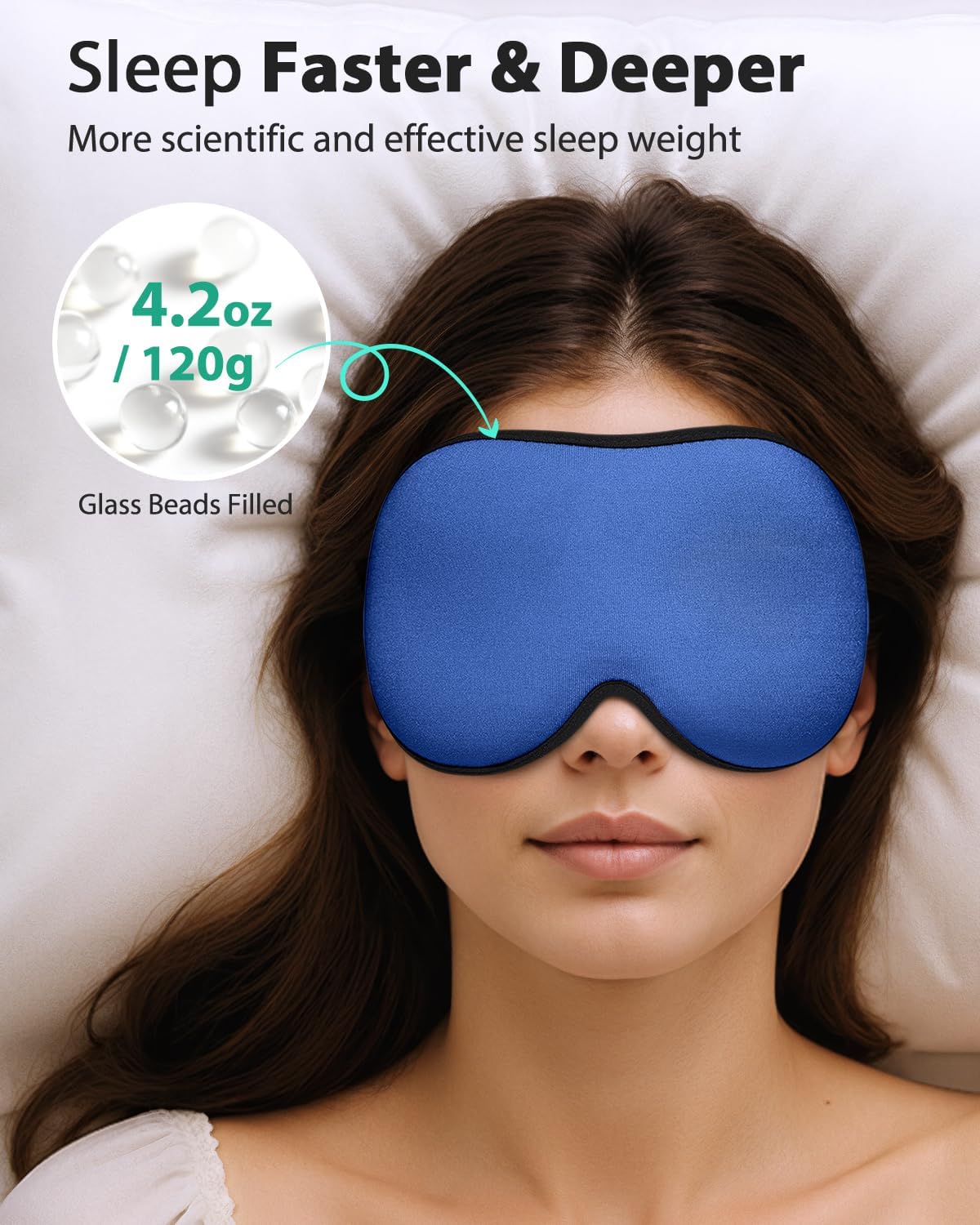 MABAO Weighted Sleep Mask - 100% Blackout Eye Mask for Sleeping for Women Men, 3D Contoured for Lash Extension, Zero Eye Pressure Memory Foam Cover, Soft Gentle Pressure Blindfold for Travel - Black
