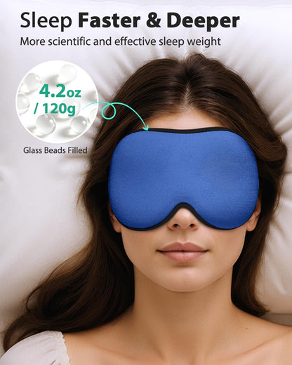 MABAO Weighted Sleep Mask - 100% Blackout Eye Mask for Sleeping for Women Men, 3D Contoured for Lash Extension, Zero Eye Pressure Memory Foam Cover, Soft Gentle Pressure Blindfold for Travel - Black