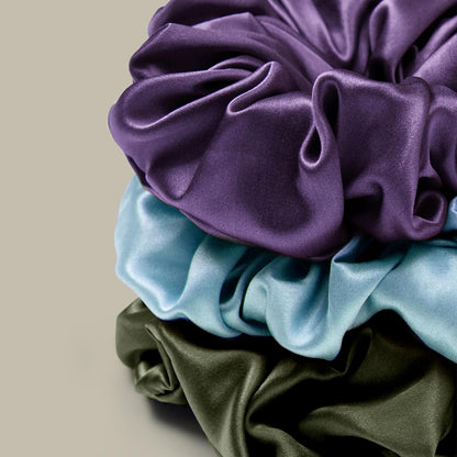 LILYSILK Silk Hair Scrunchies / Ties for Frizz & Breakage Prevention, 100% Mulberry, No Damage, Elastic ponytail Holders, 1Pc, Coffee - Colors B