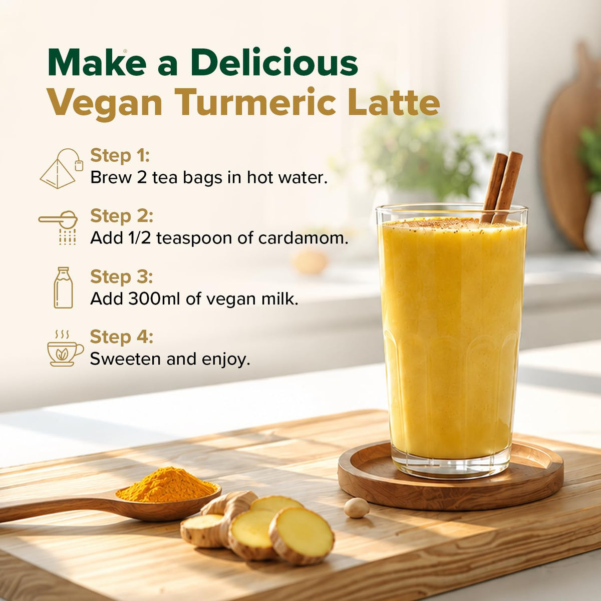 VAHDAM Organic Turmeric Ginger Herbal Tea Bags (100 Pyramid Tea Bags) Caffeine Free, Non GMO | 100% Pure Herbal Blend - Savory & Spicy, Plant-Based Teabags | Resealable Ziplock Pouch