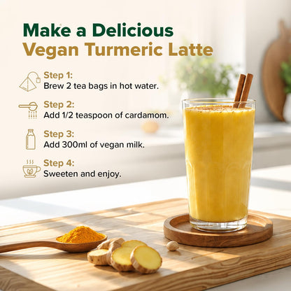 VAHDAM Organic Turmeric Ginger Herbal Tea Bags (100 Pyramid Tea Bags) Caffeine Free, Non GMO | 100% Pure Herbal Blend - Savory & Spicy, Plant-Based Teabags | Resealable Ziplock Pouch