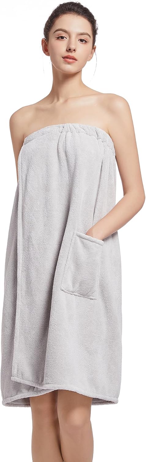 Women'S Soft Wrap Towel Full Length，Bath Robe After Shower Female Plush Long，Spa Bathrobes Lightweight With Pockets