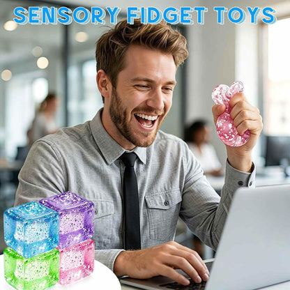 Square Squishy Squeeze Fidget Toys: Stress Relief Toys for Men Super Soft Slow Rising Cube - Sensory Desk Toys for Office Stress, Anxiety Relief & Focus - Cool Birthday Party Favors for Teens & Adults