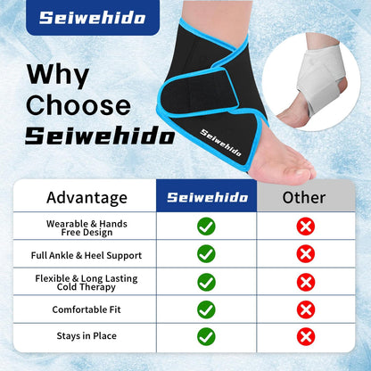 Ankle Ice Pack Wrap for Heel Swelling Pain Relief Reusable Gel Hot Cold Compress for Achilles Tendonitis Plantar Fasciitis, Post-Surgery, Sports Injury(1pcs,Blue)