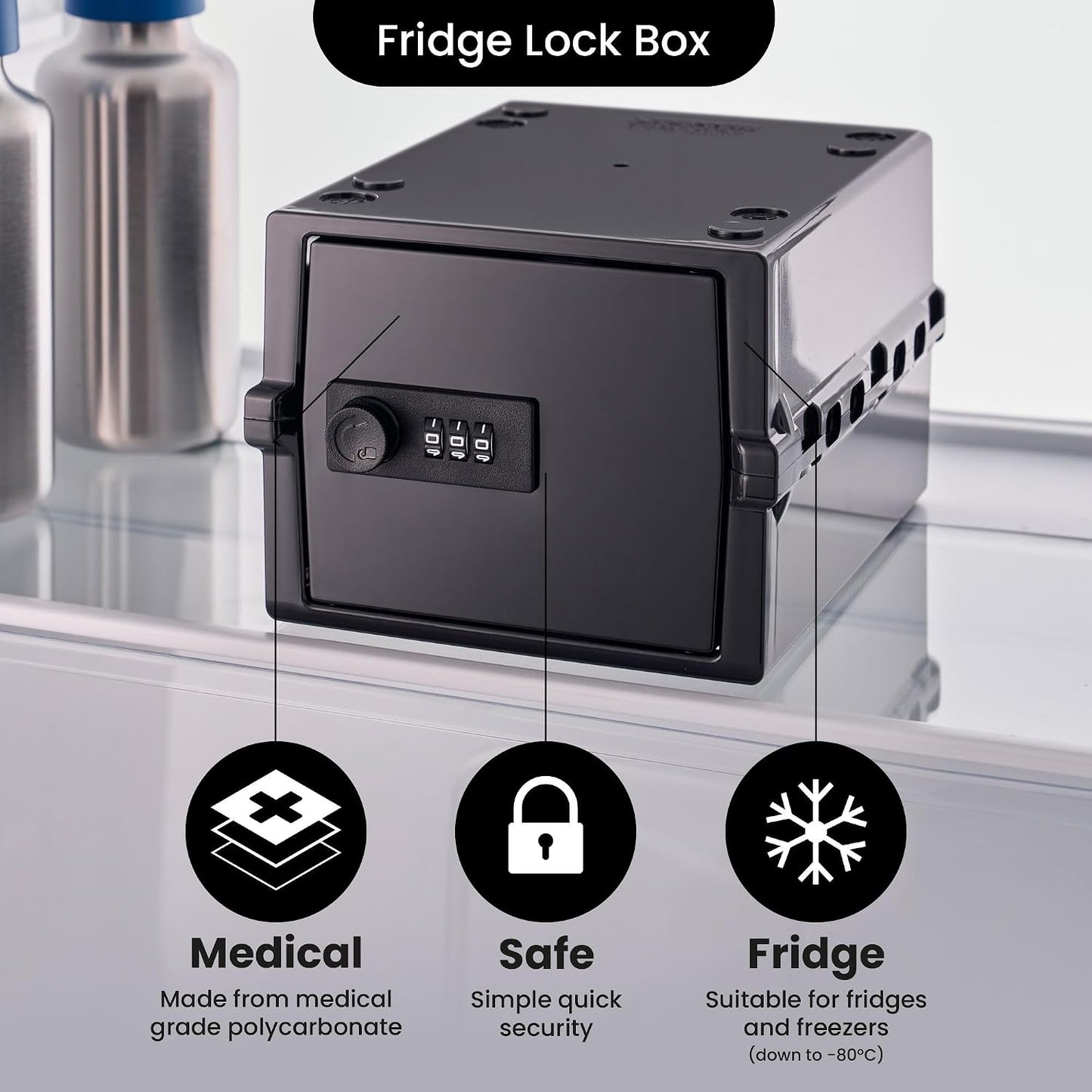 Lockabox Mini™ | Small Lock Box with Combination Lock (Half Letter Sized) | Mini Lockable Box for Small Medicines, Snacks & Mobile Phones | External Size 8.8 x 6.1 x 4.7 Inches (Crystal)