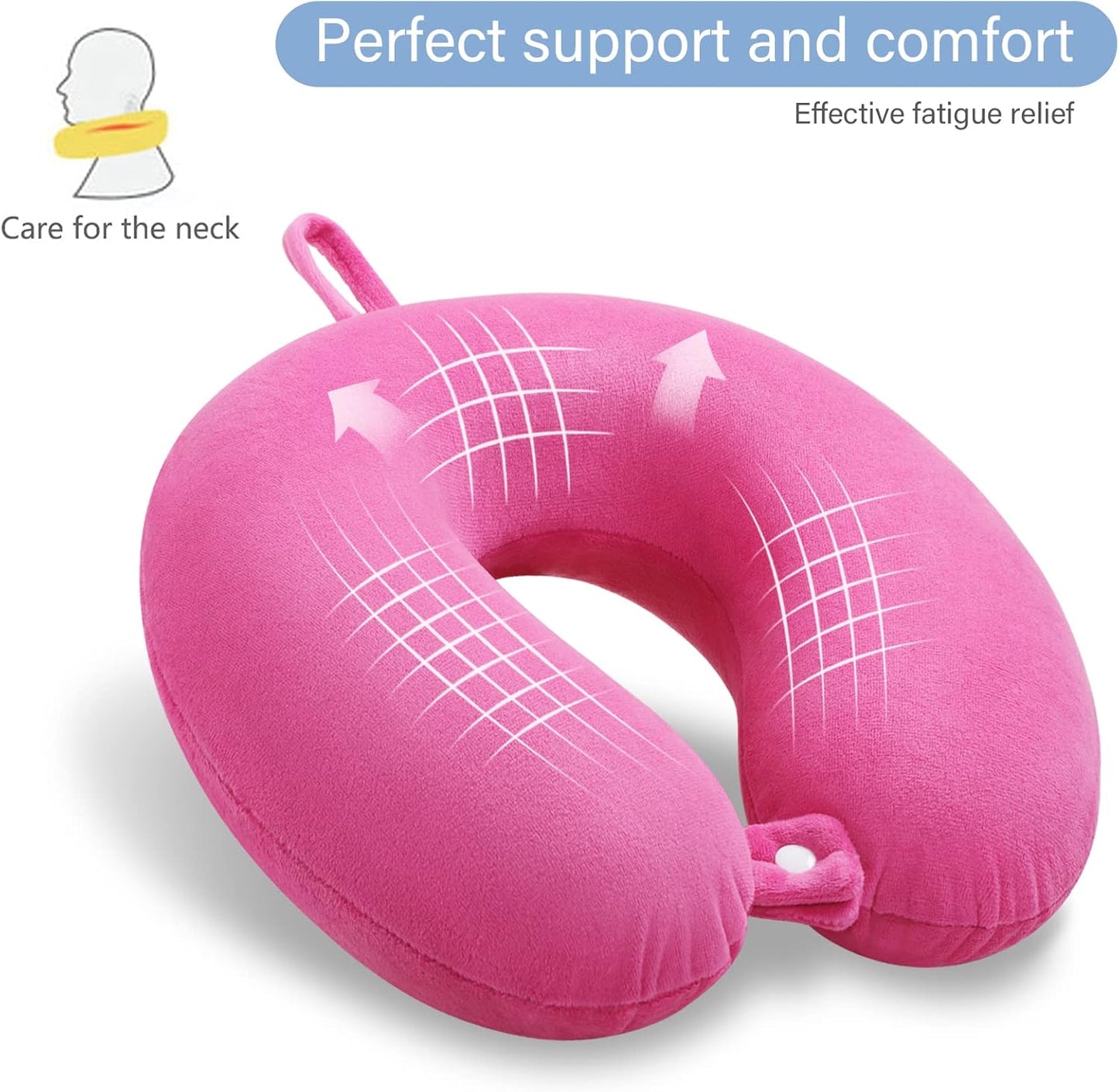 Neck Pillows for Sleeping Travel Pink Travel Pillow Comfortable U Shape Memory Foam Pillows Neck and Head Support Portable Travel Neck Pillow Suitable for Planes, Trains, Self-Driving Cars