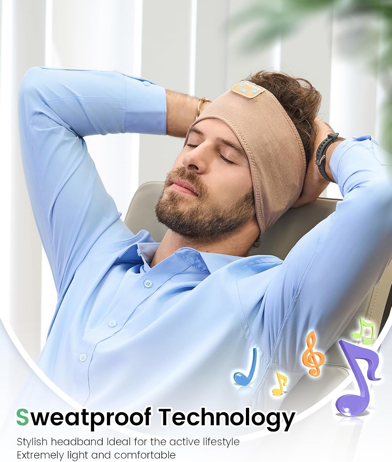 Perytong Sleeping Headphones Bluetooth Headband, Soft Long Time Play Sleeping Headsets with Built in Speakers Perfect for Workout,Running,Yoga,Travel, Darkgray