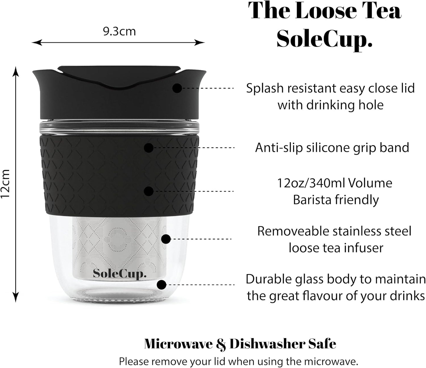 Large Travel Mug Loose Tea Infuser - Detachable Tea Strainer with Spill Proof Lid - 18oz/530ml BPA-Free Reusable Glass Travel Coffee Cup with Silicone Band (Ice Cream, 18oz)
