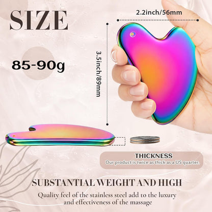 Nuanchu Stainless Steel Gua Sha Facial Tool, Metal Gua Sha for Lymphatic Drainage, Guasha Face Sculpting Double Chin Reduce with Pouch Self Care Gift(304 Stainless Steel,Silver)