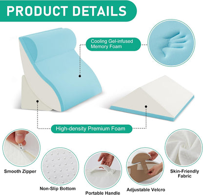 4PCS Wedge Pillow Set for After Surgery, White/Grey