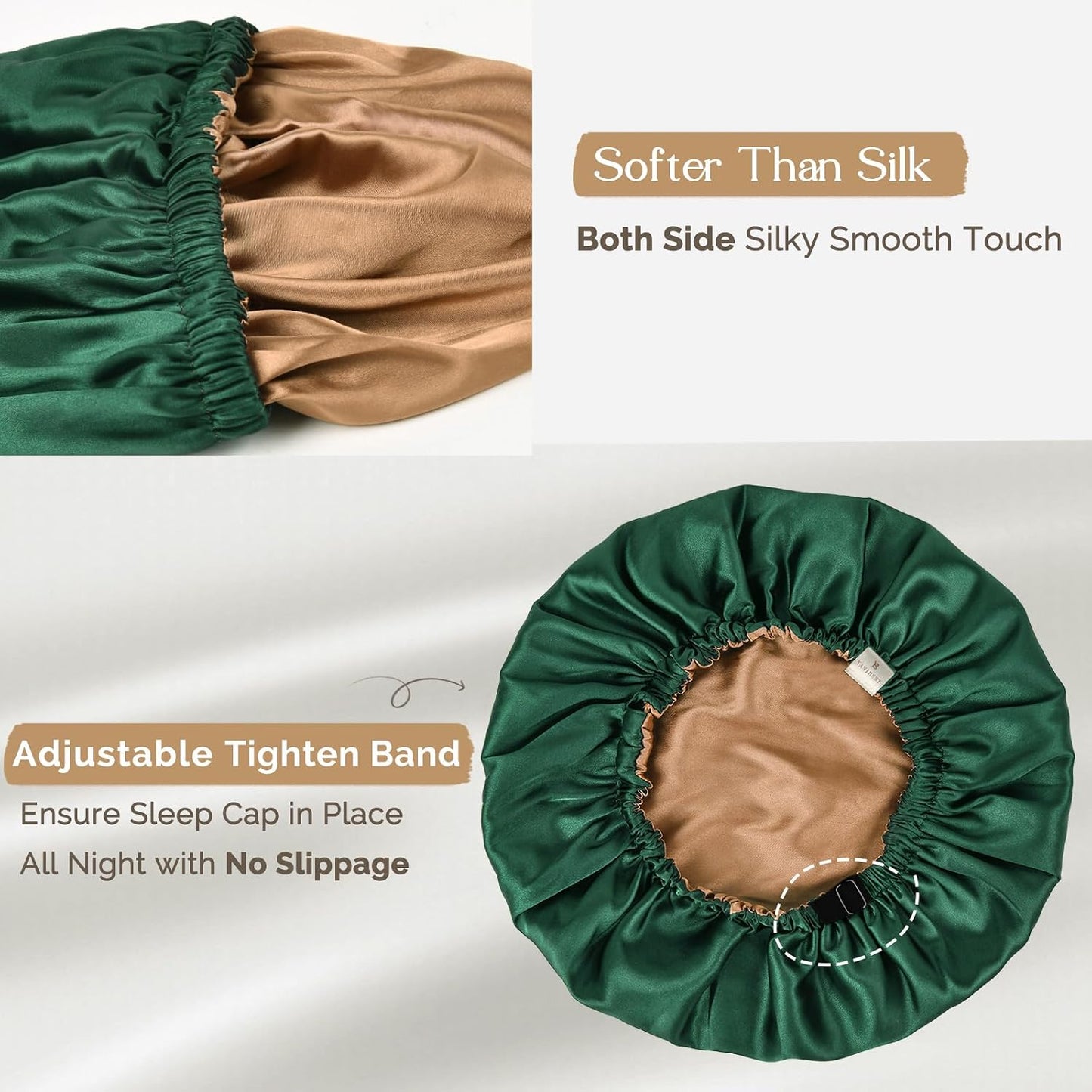 YANIBEST Silk Bonnet Satin Bonnet for Sleeping Women Men, Adjustable Double Layer Hair Bonnet for Curly Braids Reduce Frizz