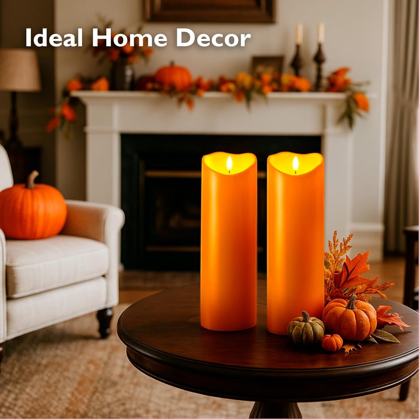 Homemory 6"x3" Outdoor Waterproof Flameless Candles, LED Candles, Battery Operated Candles with Remote and Timers, Electric Fake Plastic Pillar Candles, Ivory White, Set of 2