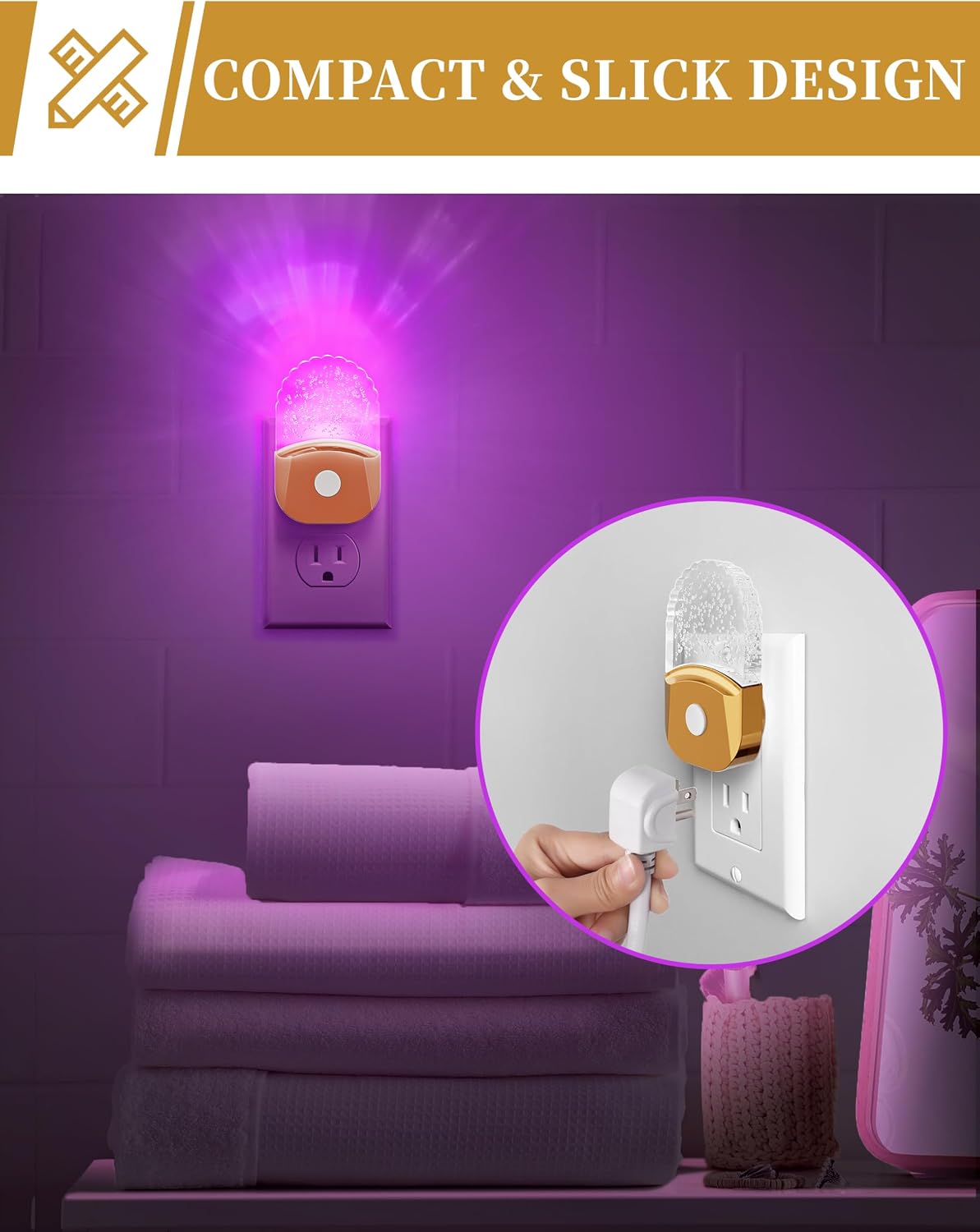 DORESshop Night Lights Plug Into Wall [2 Pack], Amber Warm Night Light, 1800K, Dusk to Dawn Sensor, Adjustable Brightness LED Night Light for Bathroom, Hallway, Stairway