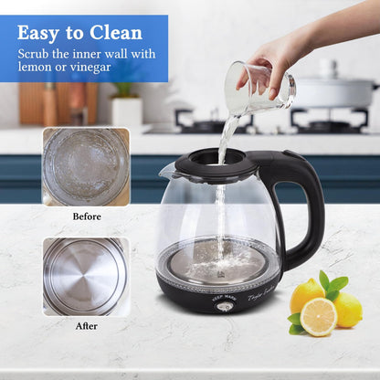 Taylor Swoden Electric Kettle with Tea Infuser, 1L Small Electric Tea Kettle with Keep Warm, LED Light Hot Water Boiler & Heater for Coffee & Teas, Auto Shut-Off & Boil Dry Protection, BPA Free, Black