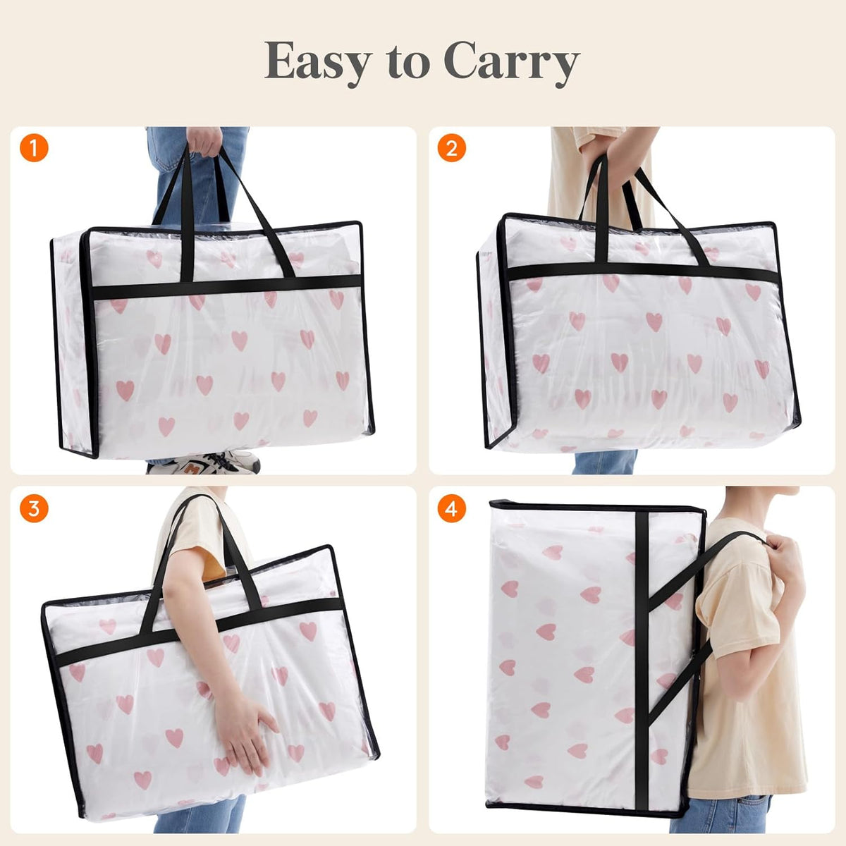 Lifewit 45L Clear Clothes Storage Bags,Plastic Foldable Blanket Storage Bag
