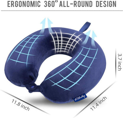 Travel Pillow Memory Foam for Airplanes - Neck Pillow for Traveling, Car, Home, Flight Pillow for Sleeping with Attachable Snap Strap Soft Washable Cover, Provide Head Neck Support Rest, Dark Gray