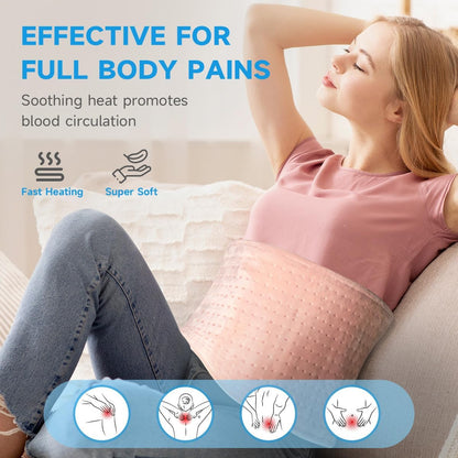 GOTCOZY Heating Pad 12"x24" for Back Pain Relief & Cramps(Rose)