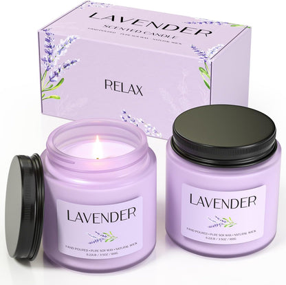Scented Candle Gift Set, Soy Candles for Women, Sleep Candles for Home Scented, 2 Pack Aromatherapy Candle for Relaxing, Sleep, Stress Relief & Home Decor