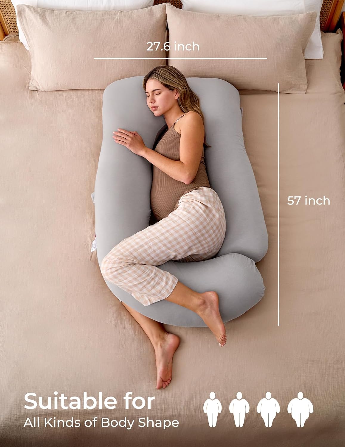 Momcozy Cooling Pregnancy Pillow - U Shaped Full Body Maternity Pillow