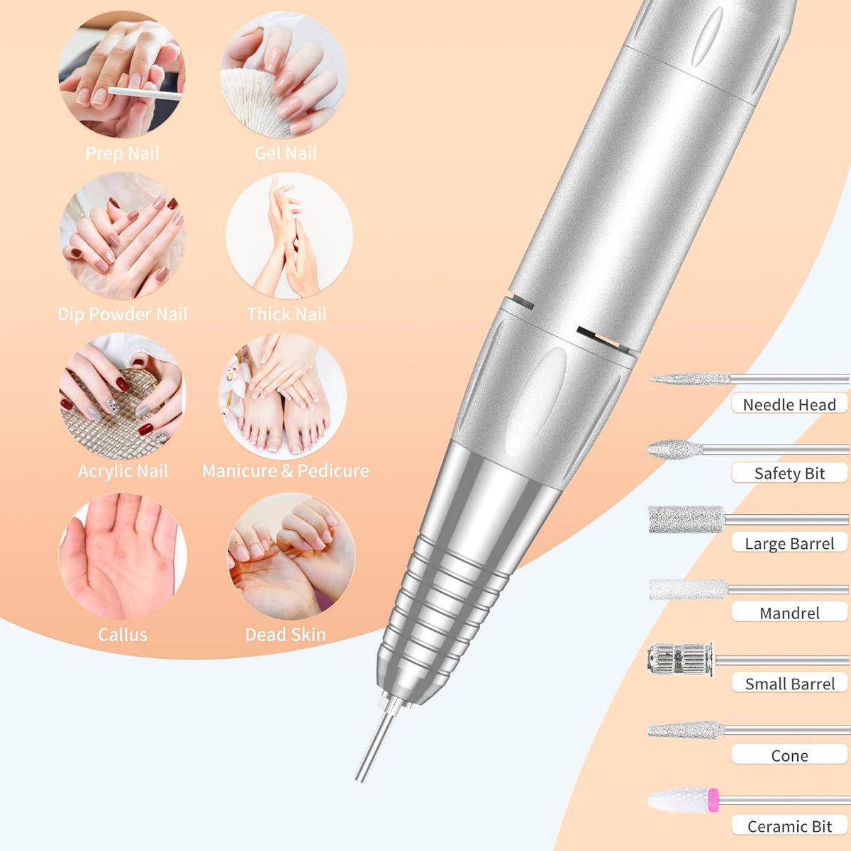 MOCOWIND Portable Nail Drill Professional 35000 RPM, Electric Nail E File
