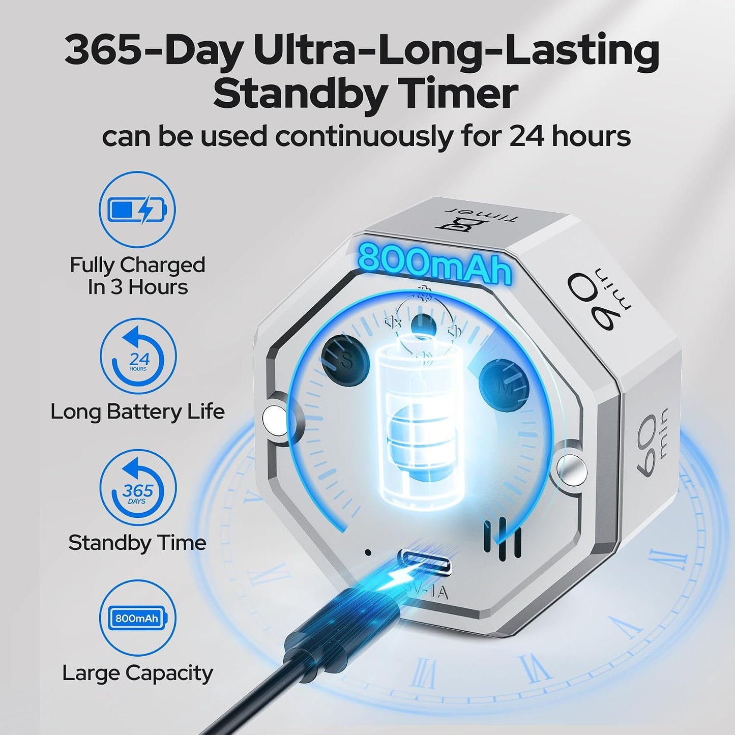 Visual Timer for Kids Kitchen Timer Pomodoro Magnetic Visual Countdown | Smart Gravity Sensing Timer with Large Display Loud Alarm for Study Cooking Classroom Homework Time Management